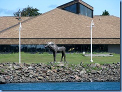 5062 Michigan - Sault Sainte Marie, MI - St Marys River - Soo Locks Boat Tours - wood carved bull moose on Canadian side 5062 Michigan - Sault Sainte Marie, MI - St Marys River - Soo Locks Boat Tours - wood carved bull moose on Canadian side