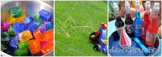 rainbow ice painting, sprinkler play, rainbow slushies Summer rainbow activities for child care