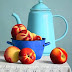 Object: 14424 - Stilleven met lichtblauwe koffiepot - 30x25 cm - € 1975,=