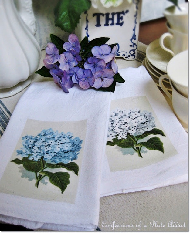 CONFESSIONS OF A PLATE ADDICT Make Your Own Vintage French Table Linens Easy Hydrangea Tea Towels