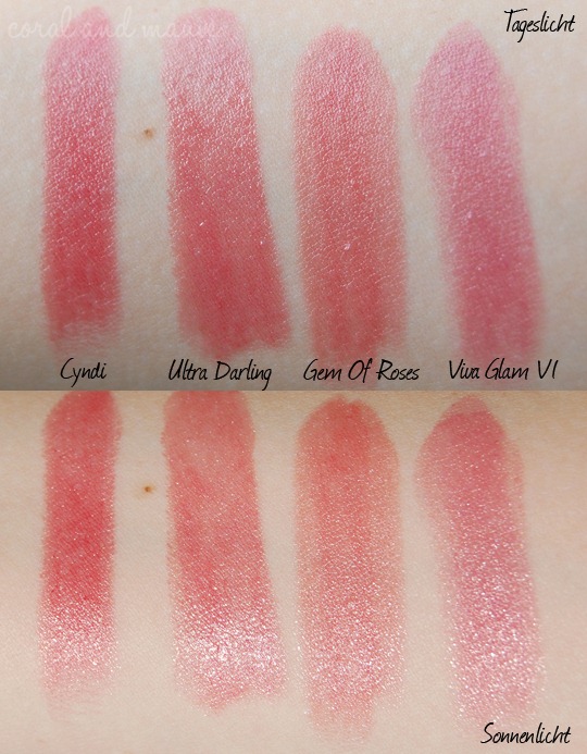 MAC Vergleichsswatches Gem Of Roses