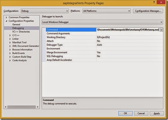Set Metasequoia as the debugging command Set Metasequoia as the debugging command