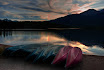 Sunset and rainbow at Pyramid Lake