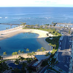 This is the view from my hotel room.  That's the Hilton lagoon in the middle, and the beach and ocean just beyond.