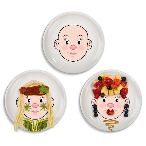 Your kids will love decorating these silly face plates. 
Ms. Food Face Plates, $12 each, uncommongoods.com