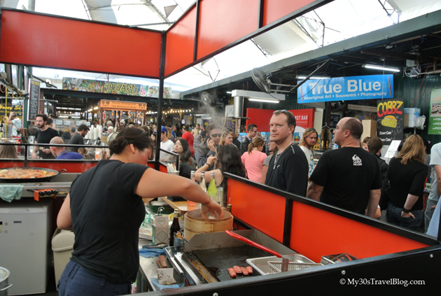 Cooking Paella at the busy Fremantle Markets