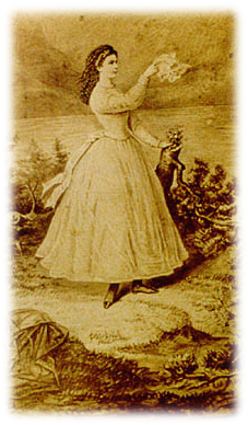 Duquesa Elisabeth en Baviera ante el castillo de Possenhofen, Duquesa Elisabeth en Baviera ante el castillo de Possenhofen,