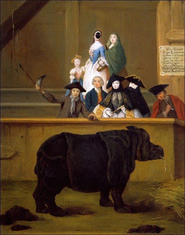 Pietro Longhi, Le rhinocéros Clara 1751 Pietro Longhi, Le rhinocéros Clara 1751