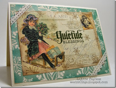 LeAnne Pugliese WeeInklings Merry Monday 120 Vintage Postcard Christmas