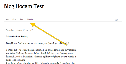 Kategoriler menüsü Kategoriler menüsü