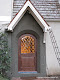 Beveled copper came, diamond entry door in private residence in Menlo Park, CA