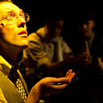 The Water Engine: An American Fable, by David Mamet. Directed by Brian Golden. October 28 - December 19. (l to r) Cody Proctor, Brian Stojak, Dan McArdle. Photo Credit: Amanda Clifford