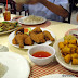 Our Papa Ching's Restaurant food feast: Pancit Canton, Greaseless Chicken, and Lumpia Shanghai