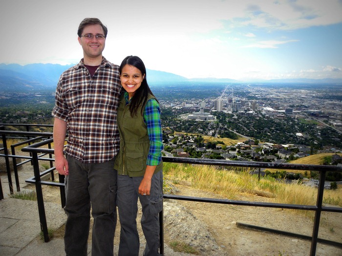 Taylor, Brooke, and the view from Ensign Peak in SLC