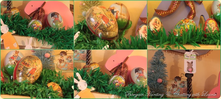 Easter mantel-Bargain Hunting & Chatting w/Laurie cats