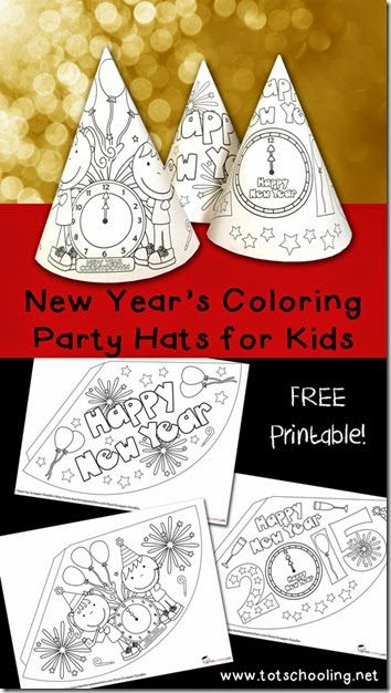 New Years Eve hats for kids - These are FREE! What an easy New Years Eve activity for kids - just print, color, cut, and tape! New Years Eve hats for kids - These are FREE! What an easy New Years Eve activity for kids - just print, color, cut, and tape!