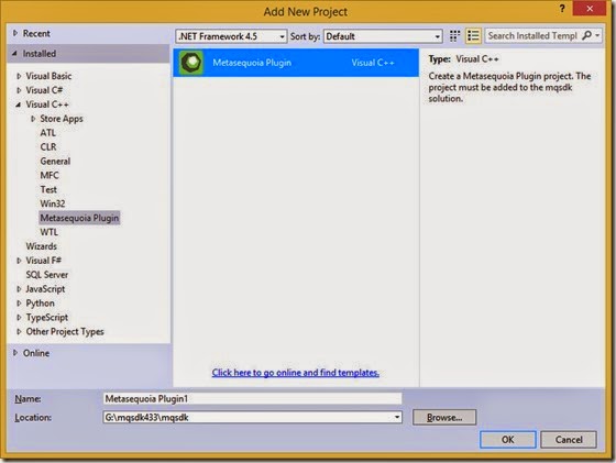 Project template in Add New Project dialog Project template in Add New Project dialog