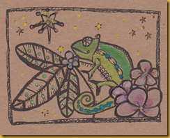 lizard on card