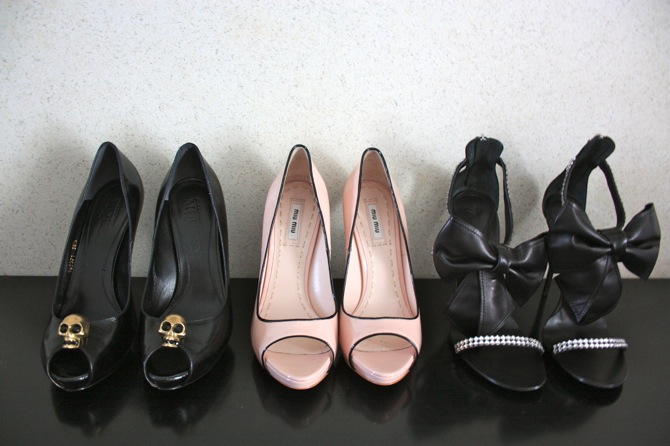 miu miu shoes pale pink, giuseppe zanotti bow, mcqueen skull
