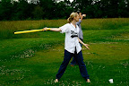 The bride at bat.