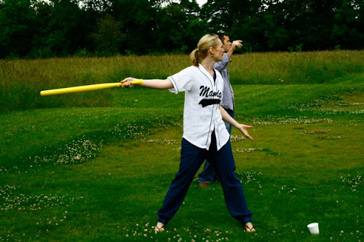 The bride at bat.