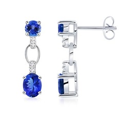 Oval, Round Tanzanite and Diamond Earrings