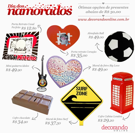 Presentes criativos para o Dia dos Namorados na loja Decorando Online. presente criativo dia dos namorados decorando online