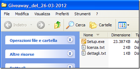 Cartella di installazione/attivazione programma creata da Giveaway Forever