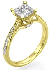 gold - tudor crown - Radiant cut engagement rings