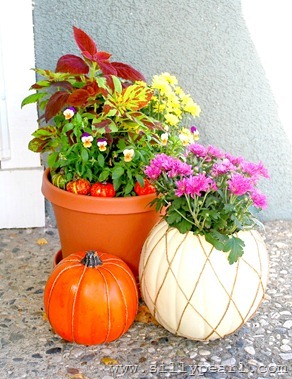 Twine Striped Pumpkin Tutorial and Fall Front Porch