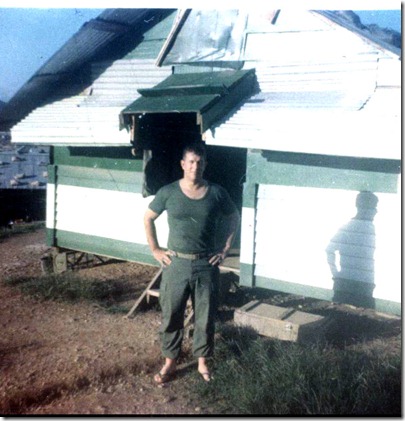 Russ outside his hooch 1-13 Da Nang 1969