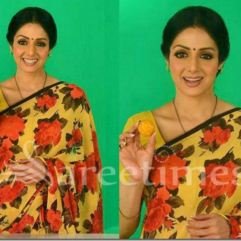 Sridevi In Floral Printed Saree Sareetimes The floral piece with a mosaic sridevi nailed each and every look she sported for mom promotions.