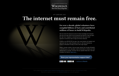 Wikipedia SOPA Blackout Design