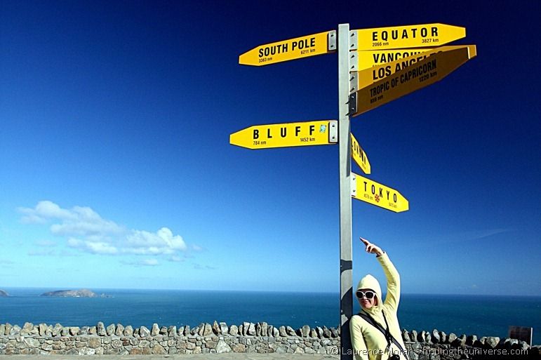 Distance sign at Cape Reinga Distance sign at Cape Reinga