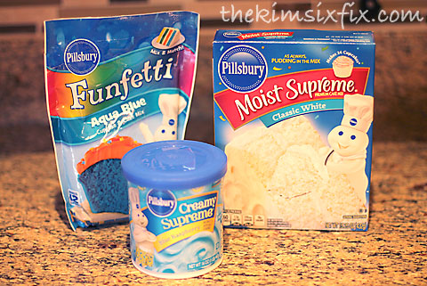 Blue and white cake ingredients
