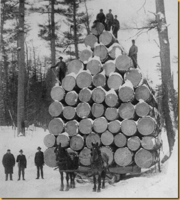 Logging white pine log sled 4 ca 1893