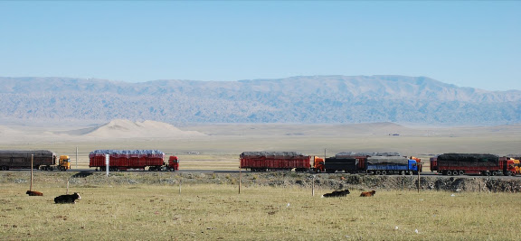 Tianshan - Camions et vaches