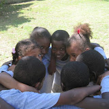 Team 1 huddle.  Neifi, Valentina, Miguel Angel and Perla are making sure no one is listening.