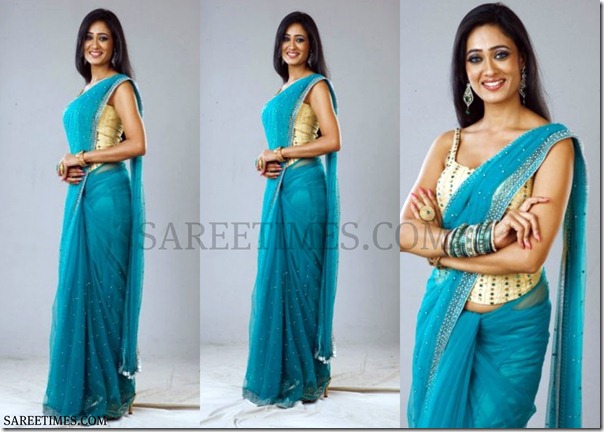 Shweta_Tiwari_Blue_Saree