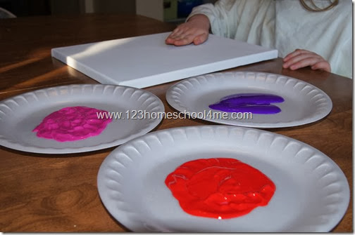 get a canvas or paper and washable paint get a canvas or paper and washable paint
