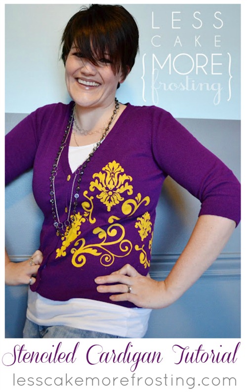 Stenciled Cardigan by Less Cake More Frosting