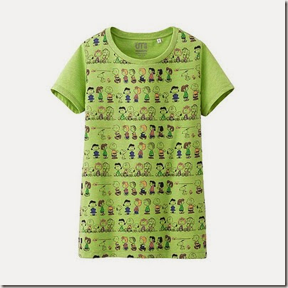 Uniqlo Women Peanuts Crew Neck Short Sleeve T-shirt Green 02