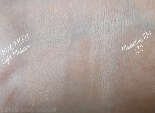 Maybelline FIT ME Puder Swatch, Vergleich mit MAC MSF Natural Maybelline FIT ME Puder Swatch, Vergleich mit MAC MSF Natural