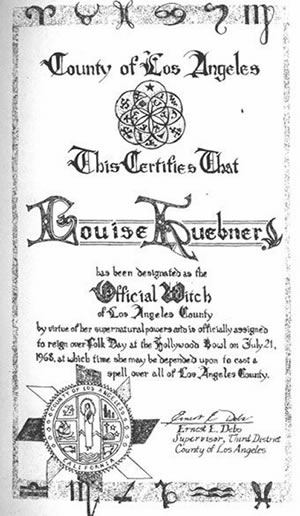 The Official Los Angeles County Scroll Awarded To Louise Huebner, Louise Huebner