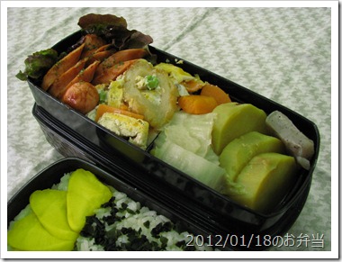 魚肉ソーセージソテー弁当(2012/01/18)