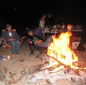 Relaxing by the campfire.