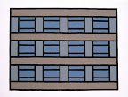 high rise 4, 1996, acrylic on canvas, 12 x 16 in.