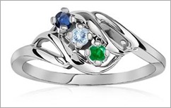 Twisted Shank Ring With Sapphire, Aquamarine, Emerald in 14k White Gold Twisted Shank Ring With Sapphire, Aquamarine, Emerald in 14k White Gold