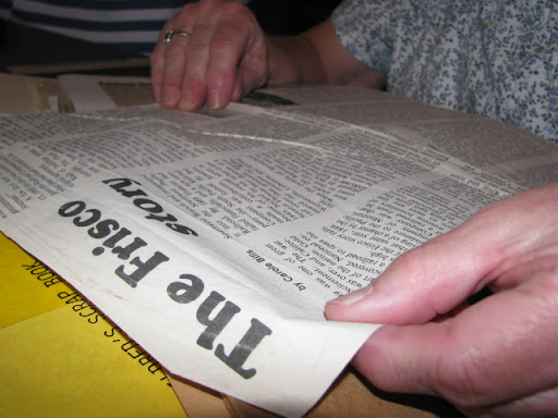 A newspaper article about the Frisco Railroad is one of the many documents at the local museum.