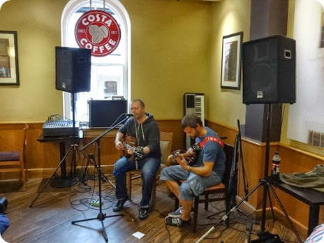 Words and Music Festival 2013 - a duo perform in Costa Coffee (1)